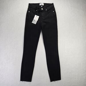Paige Verdugo Crop Jeans Womens 24 Skinny Black Raw Hem New NWT Stretch